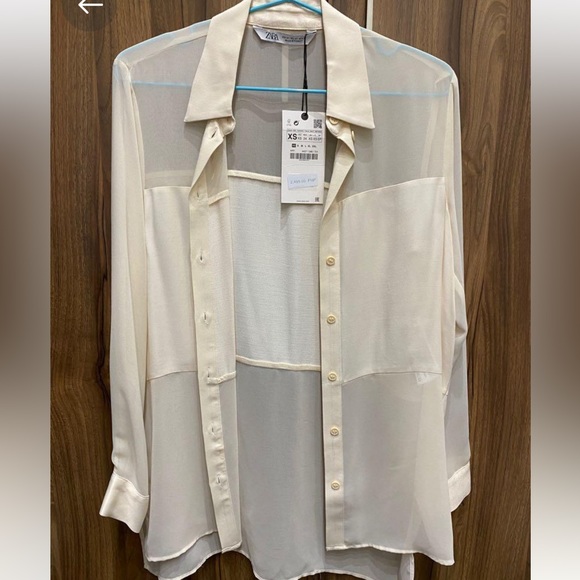 Zara Tops - Zara white blouse with satin trims